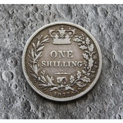 1872 Queen Victoria Silver 92.5% Young Head Shilling 1/- British English Die 64