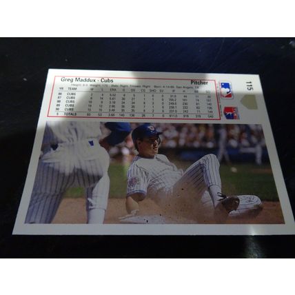 1991 Upper Deck Card # 115 Greg Maddux Excellent-Mint (6) Chicago Cubs