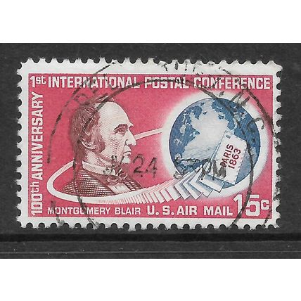 USA 1963 PMG 15c MONTGOMERY BLAIR LETTERS AND GLOBE SG A 1213 FINE USED