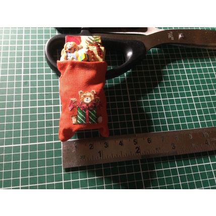 Christmas Santa Sack - Red with Teddy Bear 1:12th scale miniature
