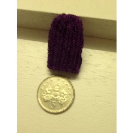 Tea Cosy Purple Hand Knitted 1:12th scale miniature