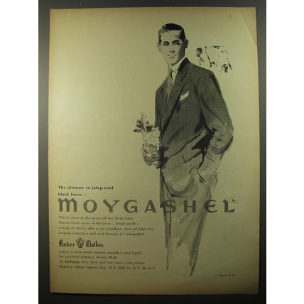 1954 Moygashel Suit by Baker Clothes Ad - The ultimate in julep-cool black linen
