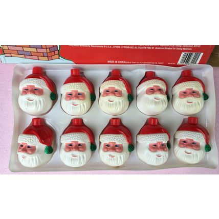 10 Santa Claus Head Blowmold String Light Covers vintage christmas shades box