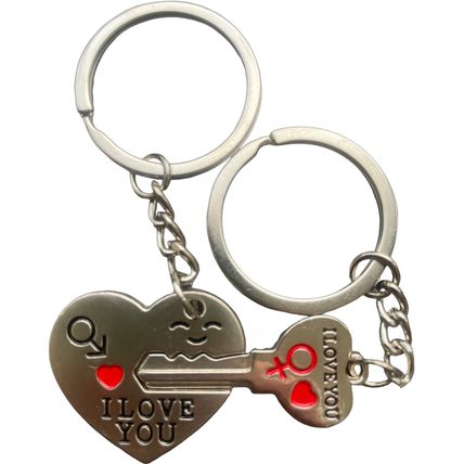 Romantic Gift For Her Him "I Love You" Keyring Heart Key Lover Couple Key Ring