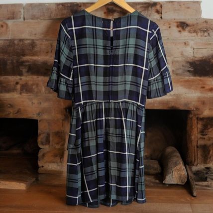 NWT Speechless Green Blue Plaid Bell Sleeves Dress Size M