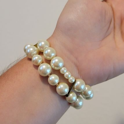 Double Stranded Faux Pearl Bead Stretch Bracelet