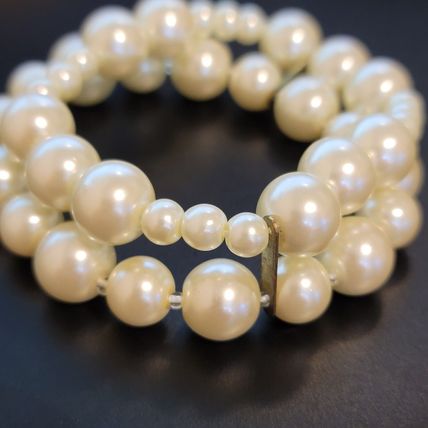 Double Stranded Faux Pearl Bead Stretch Bracelet