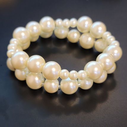 Double Stranded Faux Pearl Bead Stretch Bracelet