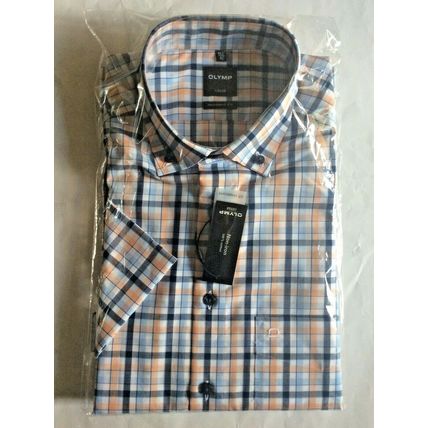 Olymp Luxor Men's S/S Shirt Business / Formal Shirt Check 38 cm (S) 15"