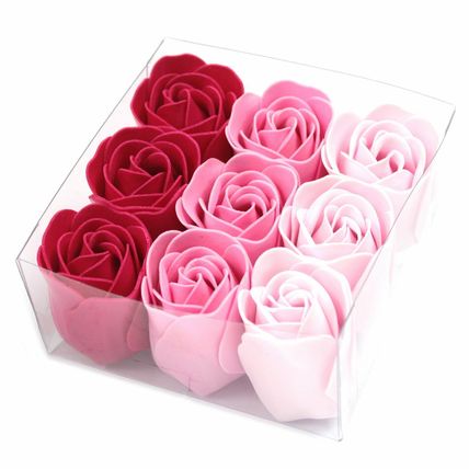2x SET OF 9 LUXURY PINK ROSES SOAP FLOWERS - BEAUTIFUL GIFT