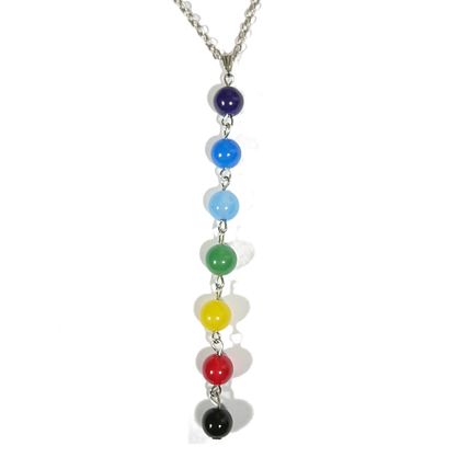 Brown Owl Chakra Beads Antique Silver Heart Silver Heart Pendant Necklace
