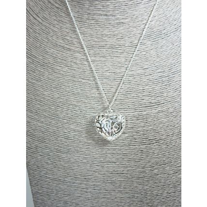 Brown Owl Chakra Beads Antique Silver Heart Silver Heart Pendant Necklace