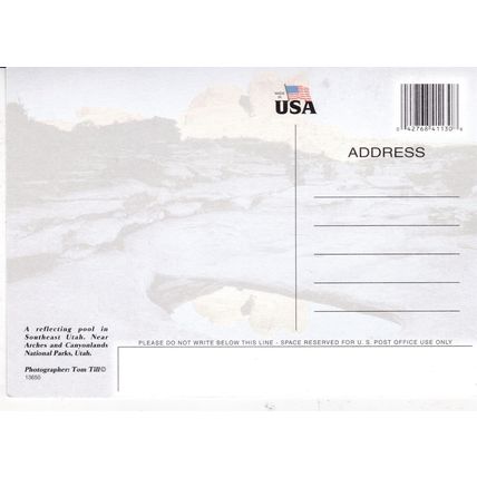 Reflective Pool South East Utah Arizona United States Postcard unused VGC