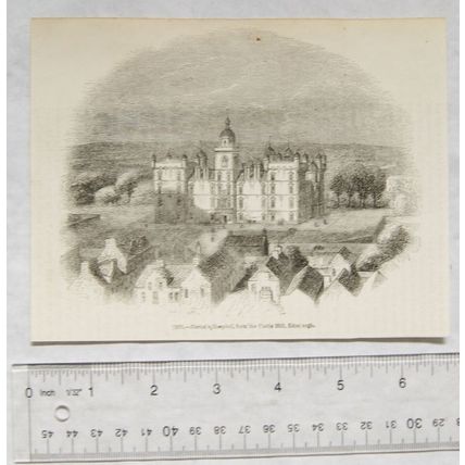 1860s engraving - Heriot's Hospital from the Castle Hill, Edinburgh