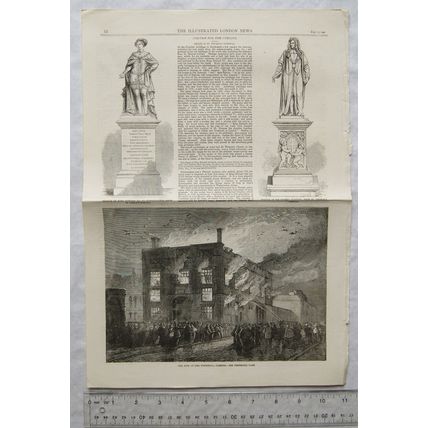 1863 engravings Relics of St. Thomas's Hospital, Fire at the Townhall Chester