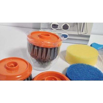 4 In 1 Electric Handheld Cleaning Brush Rechargeable Orange Black Waterproof