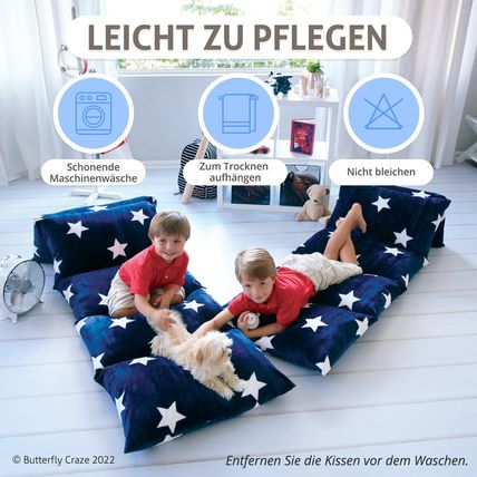 Floor Pillow Case Mattress Bed Lounger Cover Star Navy King Cozy Kids & Adults