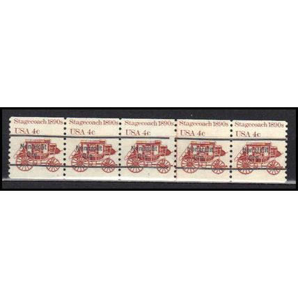 1898Ab 4c Stagecoach Fine MNH Dry Gum PNC 5/5 Line Gap AA0040
