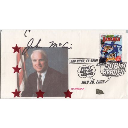 Zayix Hawkman Autographed FDC by Sen John McCain US 4084 DC Superhero 51222SM146