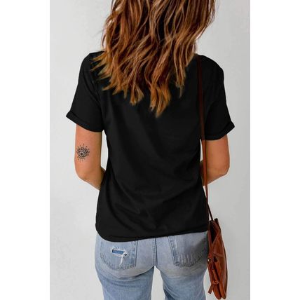 Black Western Pattern Print Slim Fit Crew Neck T Shirt