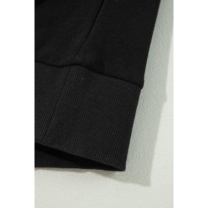 Black Contrast Rainbow Trim Drop Shoulder Pullover Sweatshirt