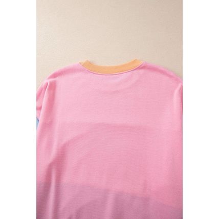 Sky Blue Colorblock Patchwork Drop Shoulder Sweatshirt