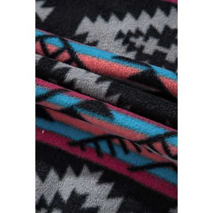 Black Aztec Printed Zip Up Collar Jacket