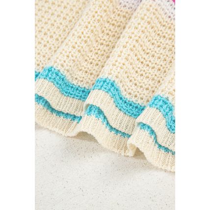 Khaki Stripe Textured Knit V Neck Sweater Vest