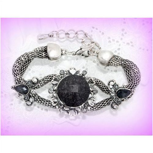 Fashion Black Retro Distressed Look Tibetan Silver Bracelet Bangle Jewellery 609