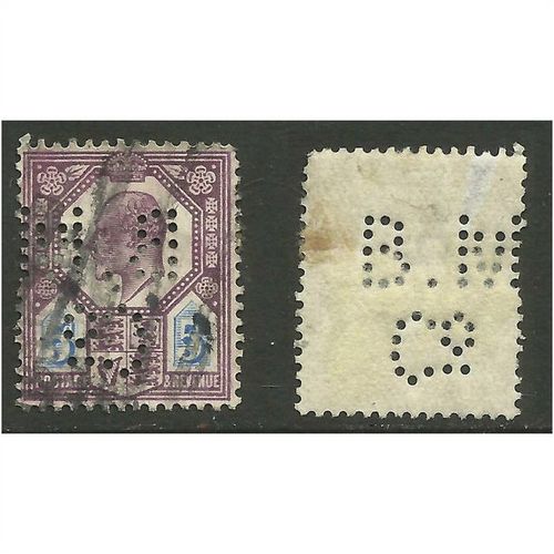 GB 1902 - 11 KEV11 5d purple/blue Perfins B W Co.(1315 )