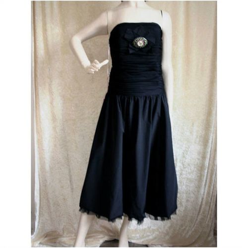 Karen Millen Designer Black Brooch Corset Dress Size 12 New With Tag