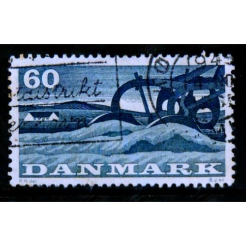 DENMARK 1960 SG 423 60 ORE BLUE PLOUGH FINE USED # 2