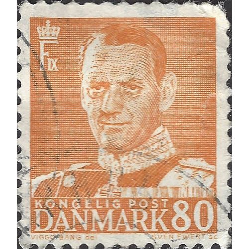 DENMARK, King Frederick IX, orange 1953, 80ore