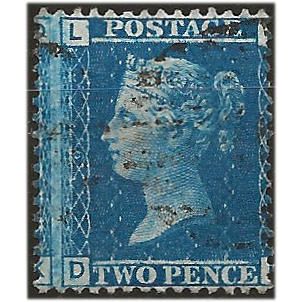 1858 SG45 2d Blue Plate 9 Good/Fine Used Check Letters "DL"