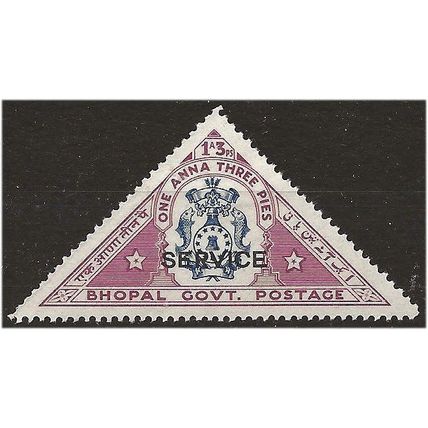 Bhopal (IFS) 1935 O330 1a3p Blue & Claret "Bhopal Govt Postage" Mounted Mint .