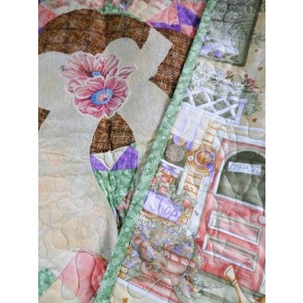 Quilted Homecrafted Wall Hanging Grandmother's Flowerpots 080821WH