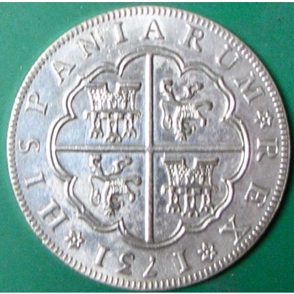 1731 8 Reales, Spain. Challenge Coin, Souvenir. REPLICA. 85.