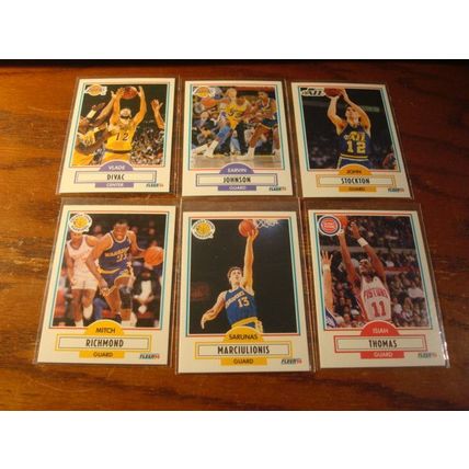1990 Fleer, 6-Cards, All HOFers, STOCKTON/MAGIC, ++