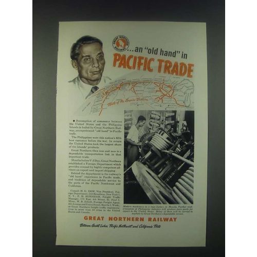 1946 Great Northern Railway Ad - An Old Hand in Pacific Trade