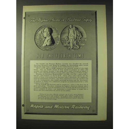 1948 Norfolk and Western Railway Ad - Award in Safety