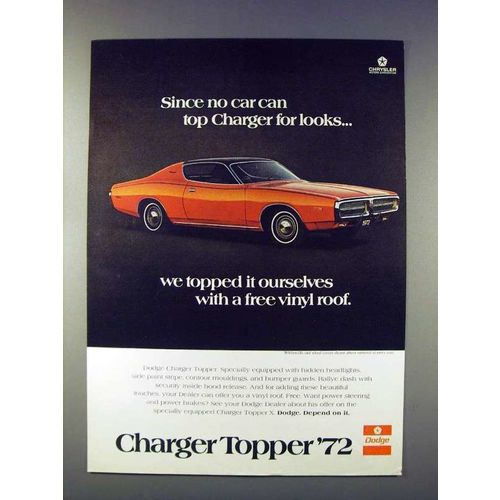 1972 Dodge Charger Topper Car Ad - No Car Can Top