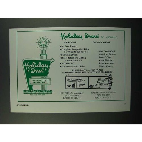 1976 Holiday Inn Ad - Holiday Inns of Lynchburg