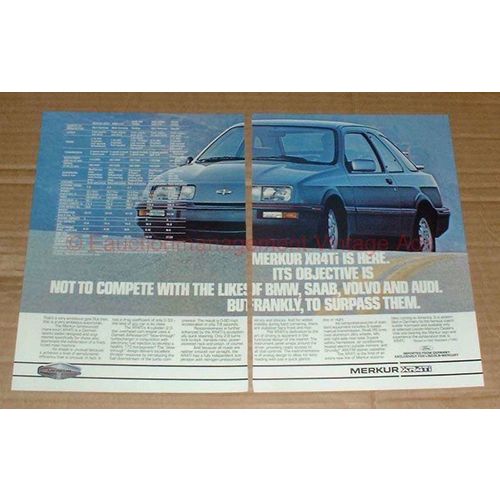 1985 2-page Merkur XR4Ti Car Ad - Objective Not Compete