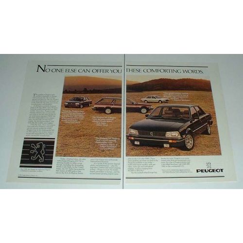 1985 2-page Peugeot 205 T16, 505 Turbo, 505 S Wagon Ad!
