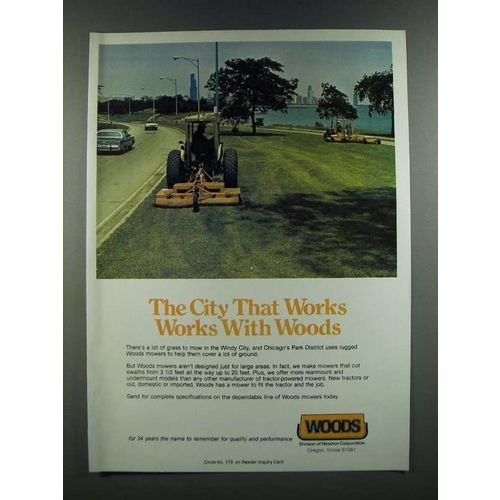 1986 Woods Mowers Ad - The City That Works Works With Woods