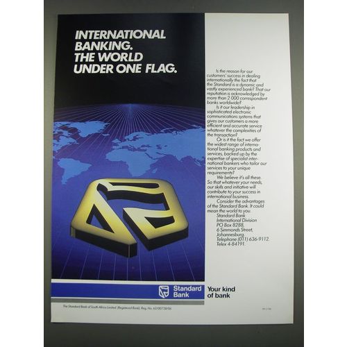 1989 Standard Bank Ad - International banking. The world under one flag