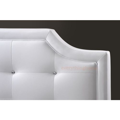 Queen Platform Bed Black Or White Faux Leather Scalloped Crystal Tufted New