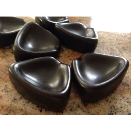 Fondue Strawberry/any Fruit Mini Ceramic Plates-Holders Set of Six Dark Brown
