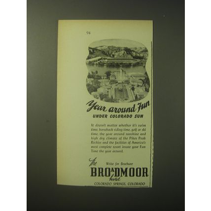 1948 The Broadmoor Hotel Ad - Year around fun under Colorado Sun