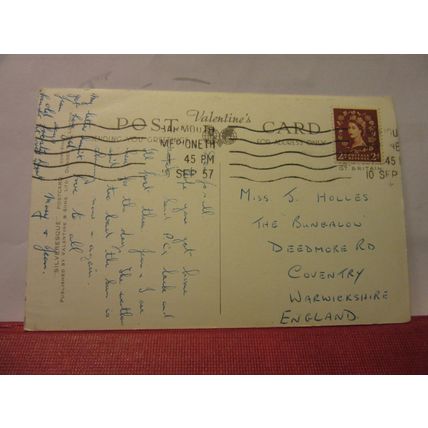 MARINE PARADE & PROMENADE, BARMOUTH, WALES used postcard Valentine 1957 pm #